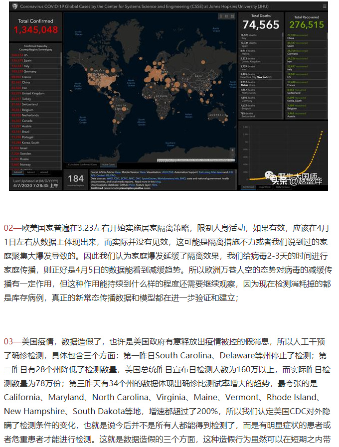 今日疫情分析，转载赵盛烨讯网云计算董事长头条